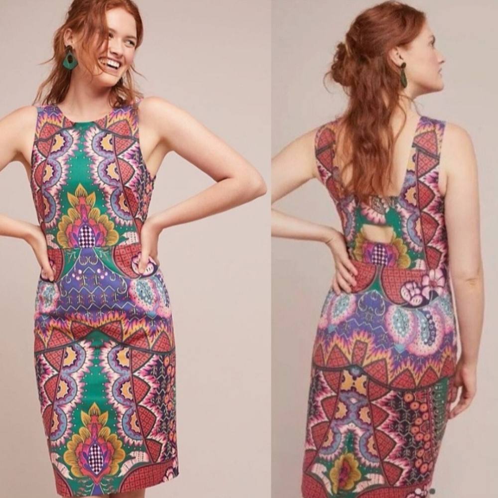🔥NEW MAEVE ANTHROPOLOGY Vibrant Multicolor Backless Dress Size 0 & FREE GIFT - Picture 14 of 14